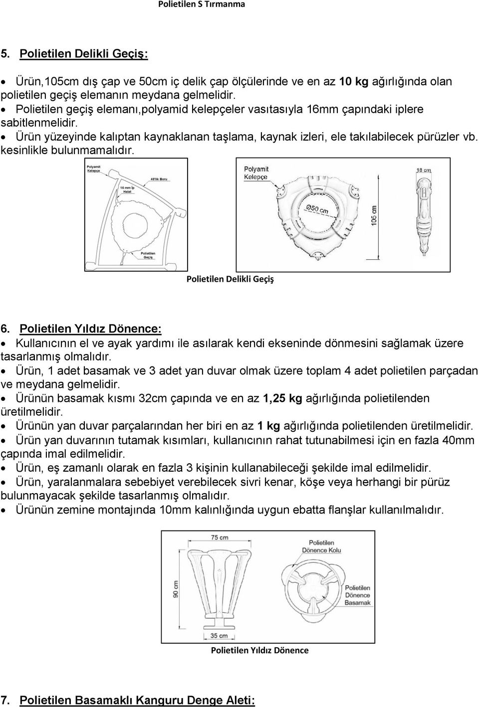 kesinlikle bulunmamalıdır. Polietilen Delikli Geçiş 6.