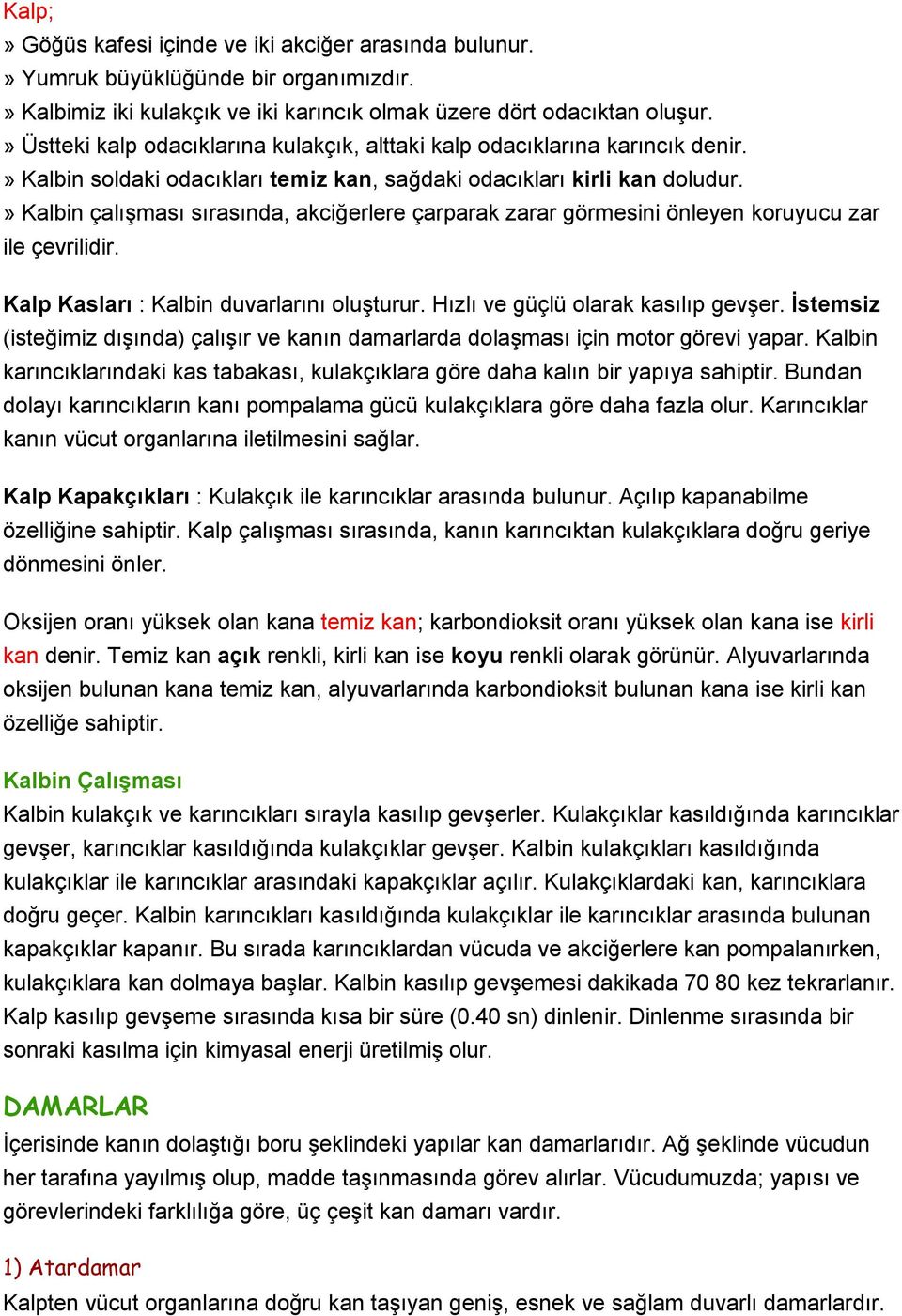 » Kalbin çalışması sırasında, akciğerlere çarparak zarar görmesini önleyen koruyucu zar ile çevrilidir. Kalp Kasları : Kalbin duvarlarını oluşturur. Hızlı ve güçlü olarak kasılıp gevşer.