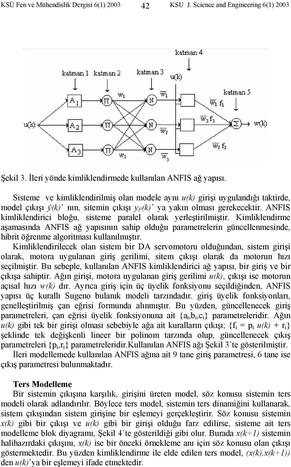 ANFIS kmlklendrc bloğu, ssteme paralel olarak yerleştrlmştr. Kmlklendrme aşamasında ANFIS ağ yapısının sahp olduğu parametrelern güncellenmesnde, hbrt öğrenme algortması kullanılmıştır.