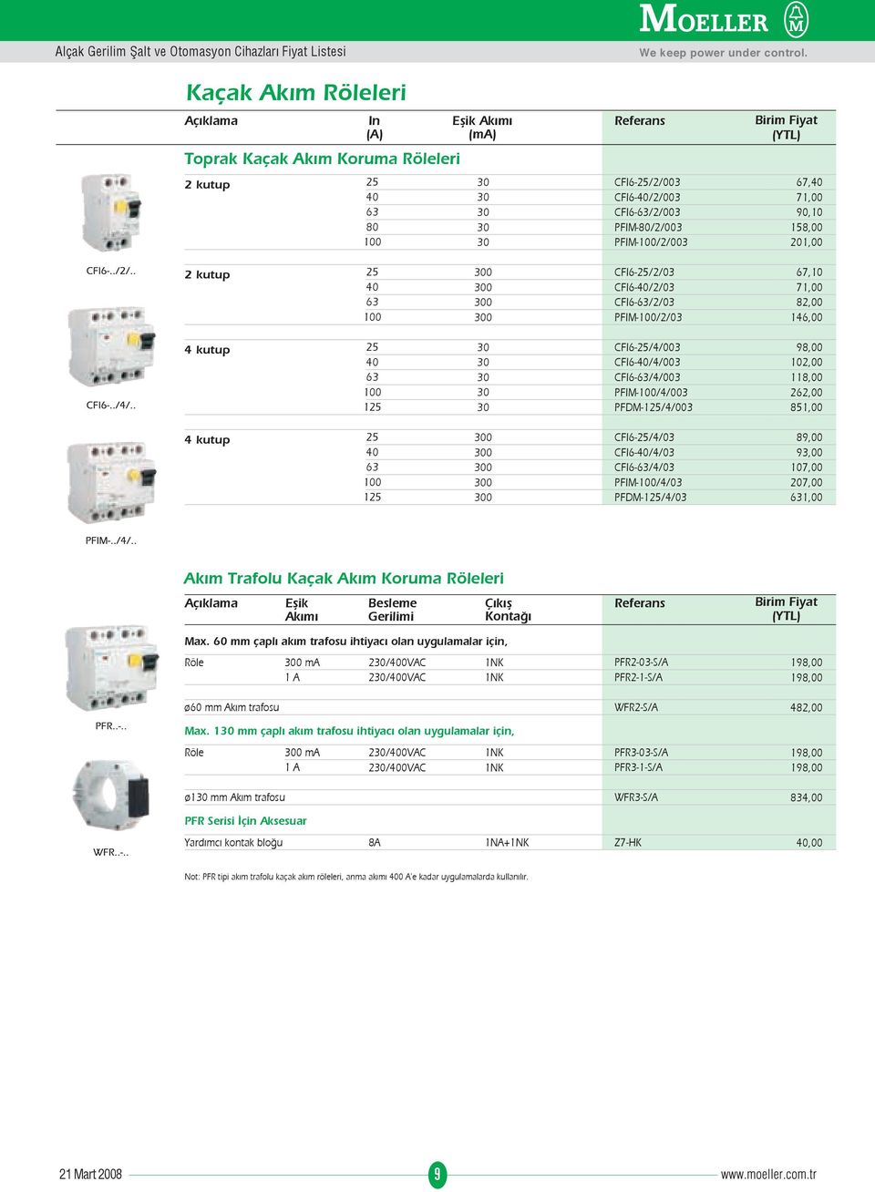 CF6-6//0 PFM-//0 PFDM-1//0 89,00 9,00 7,00 7,00 61,00 Ak m Trafolu Kaçak Ak m Koruma Röleleri Max.