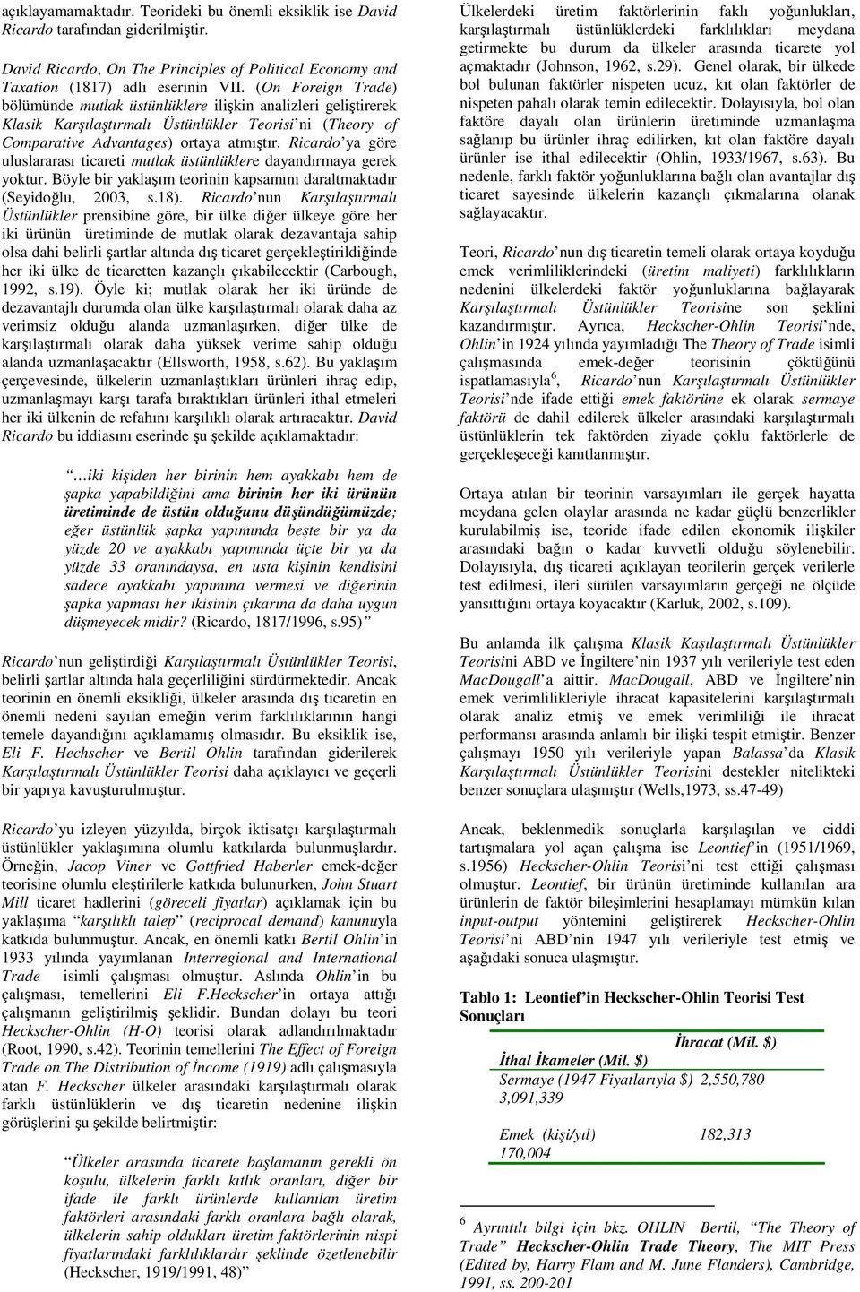 Rcardo ya göre uluslararası tcaret mutlak üstünlüklere dayandırmaya gerek yoktur. Böyle br yaklaşım teornn kapsamını daraltmaktadır (Seydoğlu, 2003, s.18).