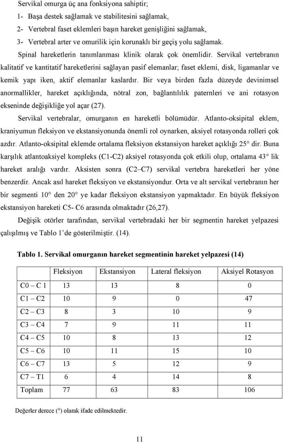 Servikal vertebranın kalitatif ve kantitatif hareketlerini sağlayan pasif elemanlar; faset eklemi, disk, ligamanlar ve kemik yapı iken, aktif elemanlar kaslardır.