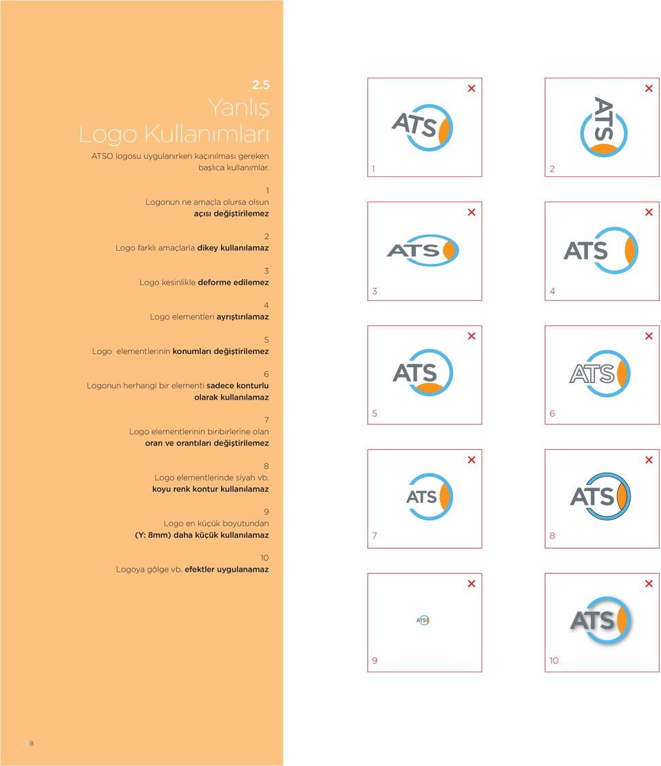 ayrıştırılamaz 3 4 5 Logo elementlerinin konumları değiştirilemez 6 Logonun herhangi bir elementi sadece konturlu olarak kullanılamaz 7 Logo elementlerinin