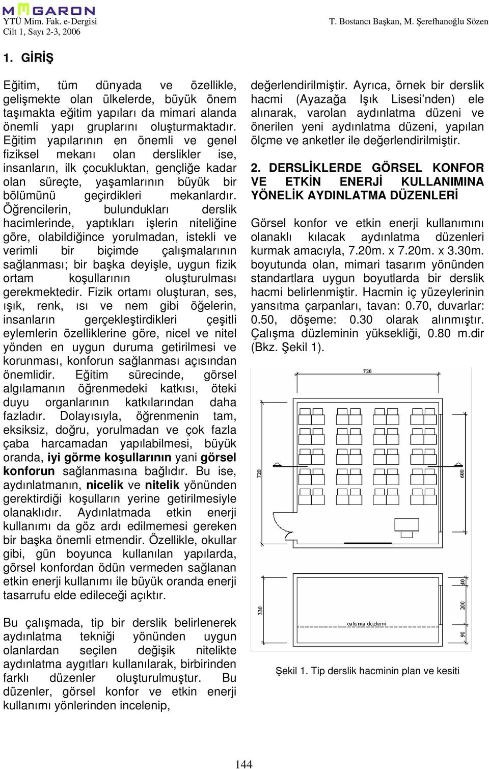 Öğrencilerin, bulundukları derslik hacimlerinde, yaptıkları işlerin niteliğine göre, olabildiğince yorulmadan, istekli ve verimli bir biçimde çalışmalarının sağlanması; bir başka deyişle, uygun fizik