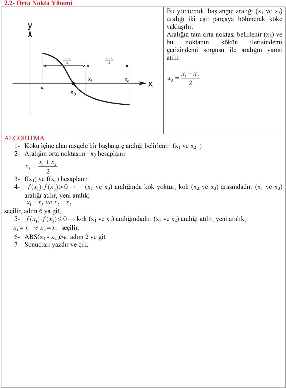 3 ALGORİTMA - Köü çe l rsgele br bşlgıç rlığı belrler. ( ve ) - Arlığı ort otsıı 3 hesplır 3 3- ( ) ve ( 3 ) hesplır.