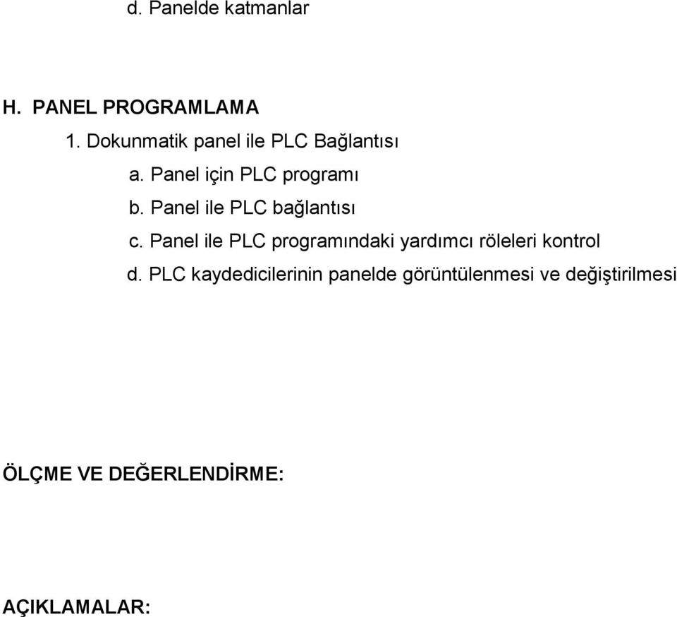 Panel ile PLC bağlantısı c.