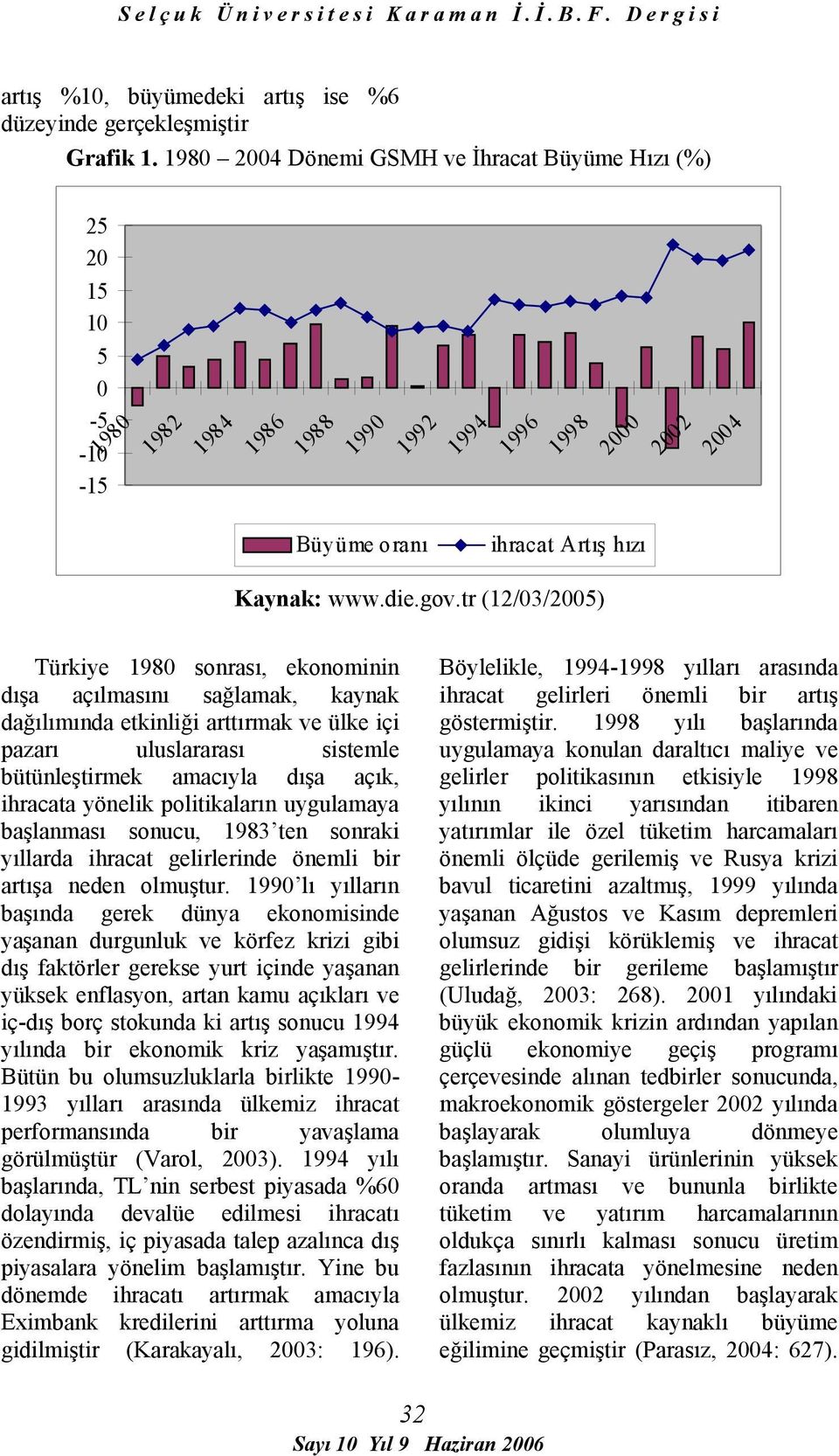 tr (12/03/2005) Türkiye 1980 sonrası, ekonominin dışa açılmasını sağlamak, kaynak dağılımında etkinliği arttırmak ve ülke içi pazarı uluslararası sistemle bütünleştirmek amacıyla dışa açık, ihracata