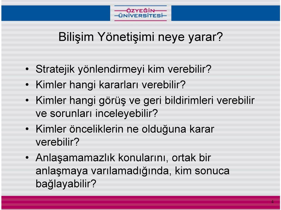 Kimler hangi görüş ş ve geri bildirimleri verebilir ve sorunları inceleyebilir?