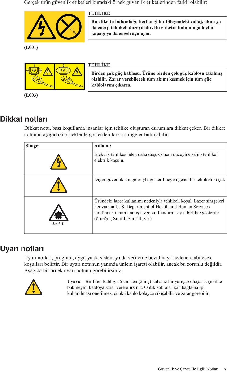 Zarar erebilecek tüm akımı kesmek için tüm güç kablolarını çıkarın. Dikkat notları Dikkat notu, bazı koşullarda insanlar için tehlike oluşturan durumlara dikkat çeker.