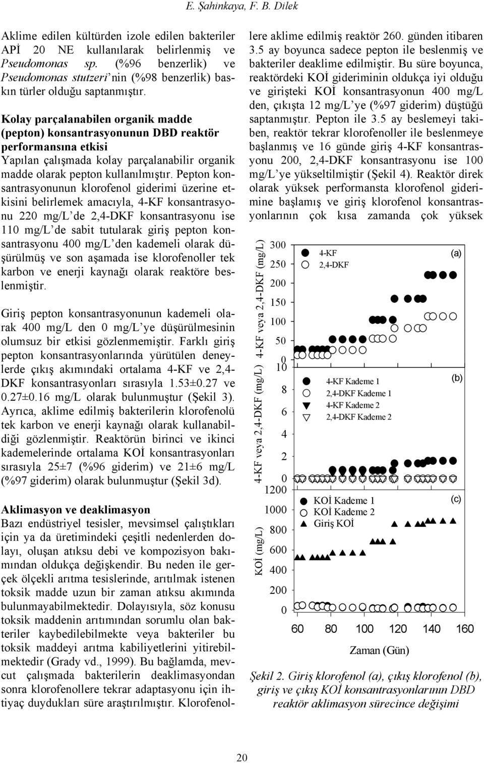 Kolay parçalanabilen organik madde (pepton) konsantrasyonunun DBD reaktör performansına etkisi Yapılan çalışmada kolay parçalanabilir organik madde olarak pepton kullanılmıştır.