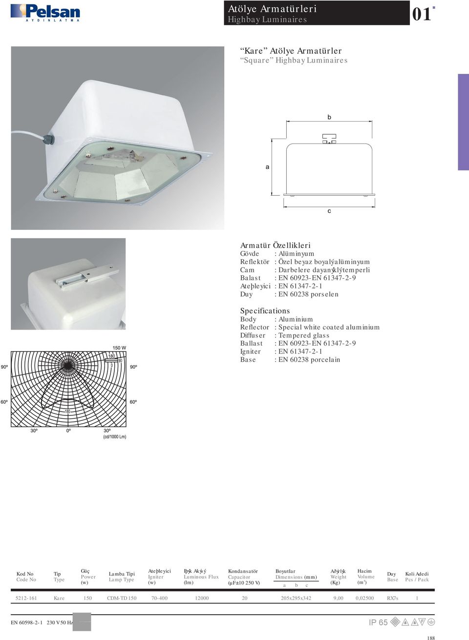 Body : Aluminium Reflector : Specil white coted luminium Diffuser : Tempered glss Bllst : EN 60923-EN 6137-2-9 : EN 6137-2-1 Bse :