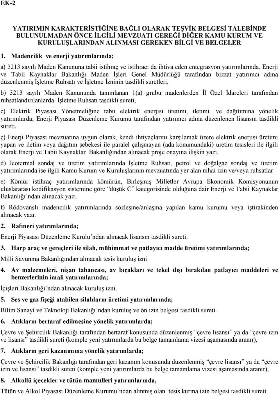 Müdürlüğü tarafından bizzat yatırımcı adına düzenlenmiş İşletme Ruhsatı ve İşletme İzninin tasdikli suretleri, b) 3213 sayılı Maden Kanununda tanımlanan 1(a) grubu madenlerden İl Özel İdareleri