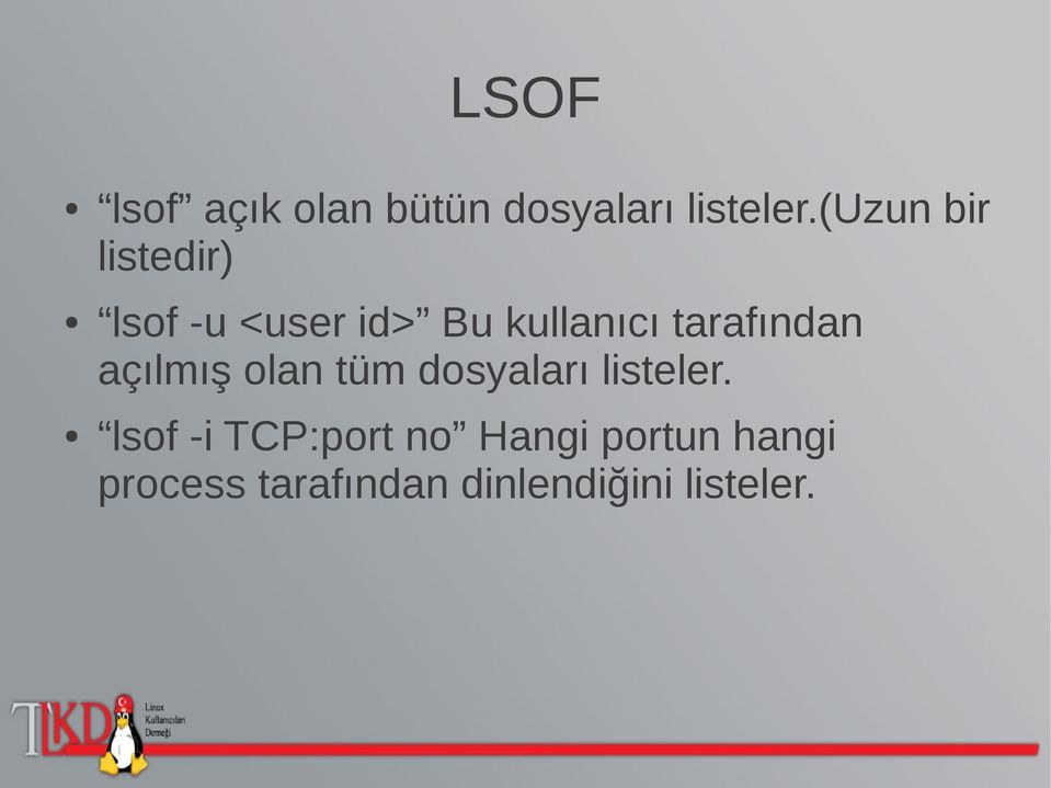 tarafından açılmış olan tüm dosyaları listeler.