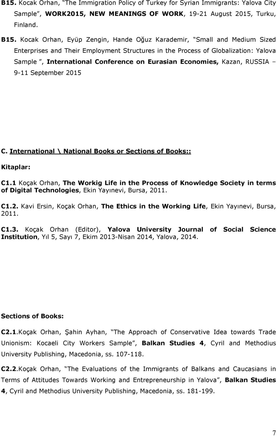 Economies, Kazan, RUSSIA 9-11 September 2015 C. International \ National Books or Sections of Books:: Kitaplar: C1.