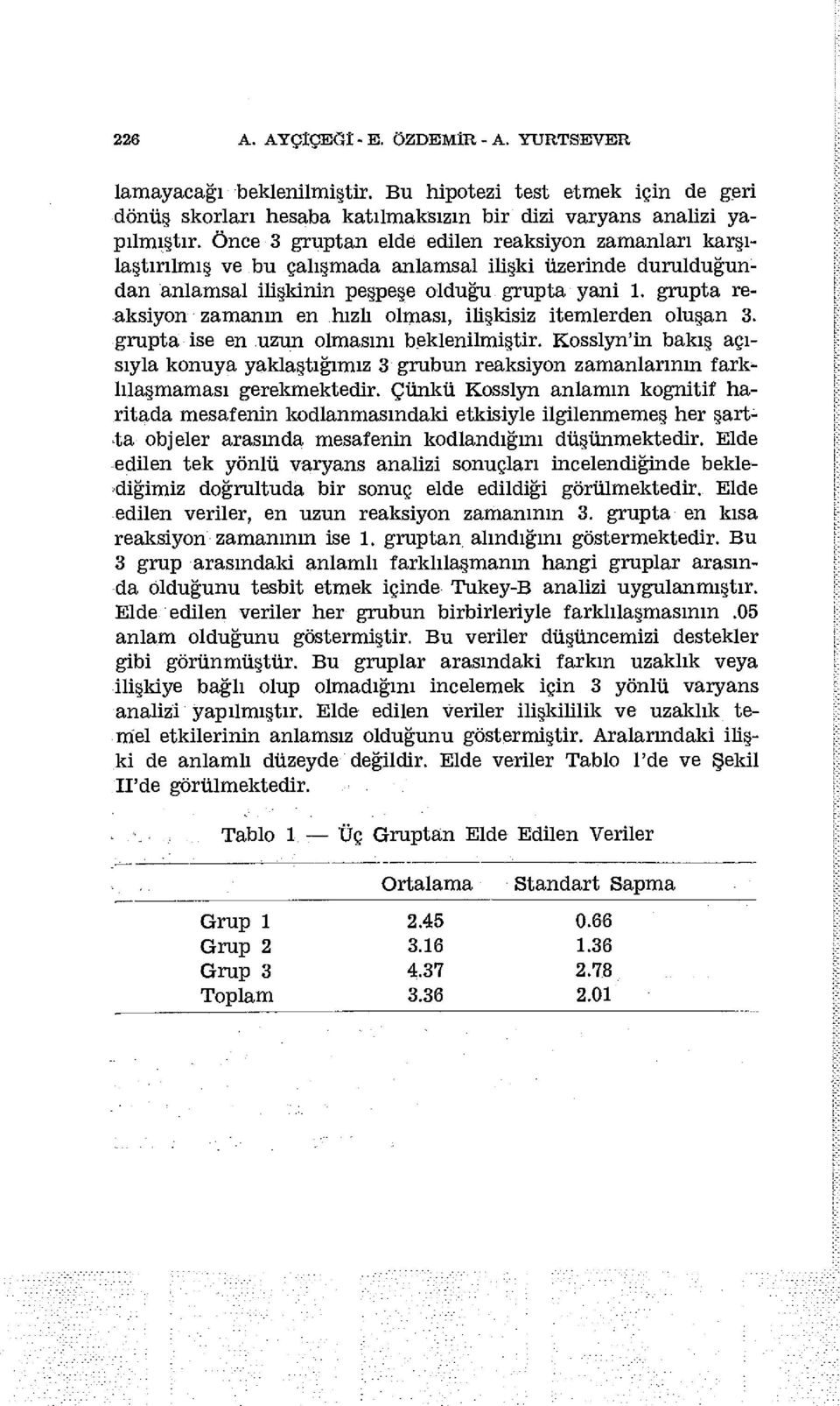 grupta reaksiyon zamanın en hızlı olması, ilişkisiz itemlerden oluşan 3. grupta ise en uzun olmasını beklenilmiştir.