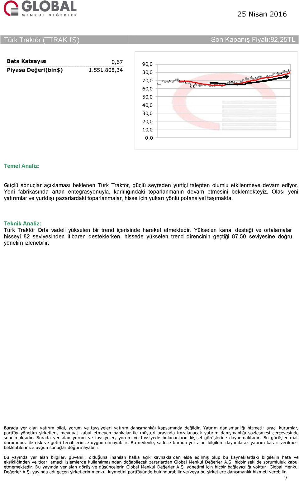 Yeni fabrikasında artan entegrasyonuyla, karlılığındaki toparlanmanın devam etmesini beklemekteyiz.