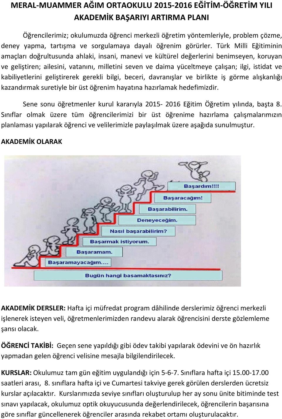 Türk Milli Eğitiminin amaçları doğrultusunda ahlaki, insani, manevi ve kültürel değerlerini benimseyen, koruyan ve geliştiren; ailesini, vatanını, milletini seven ve daima yüceltmeye çalışan; ilgi,