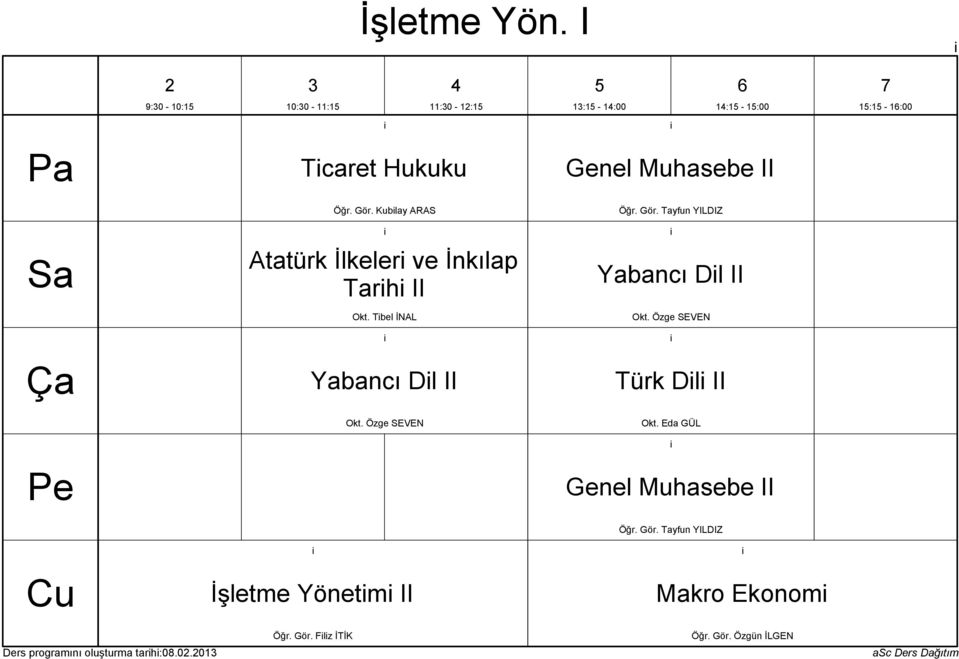 Tbel İNAL Yabancı Dl II Türk Dl II Okt.