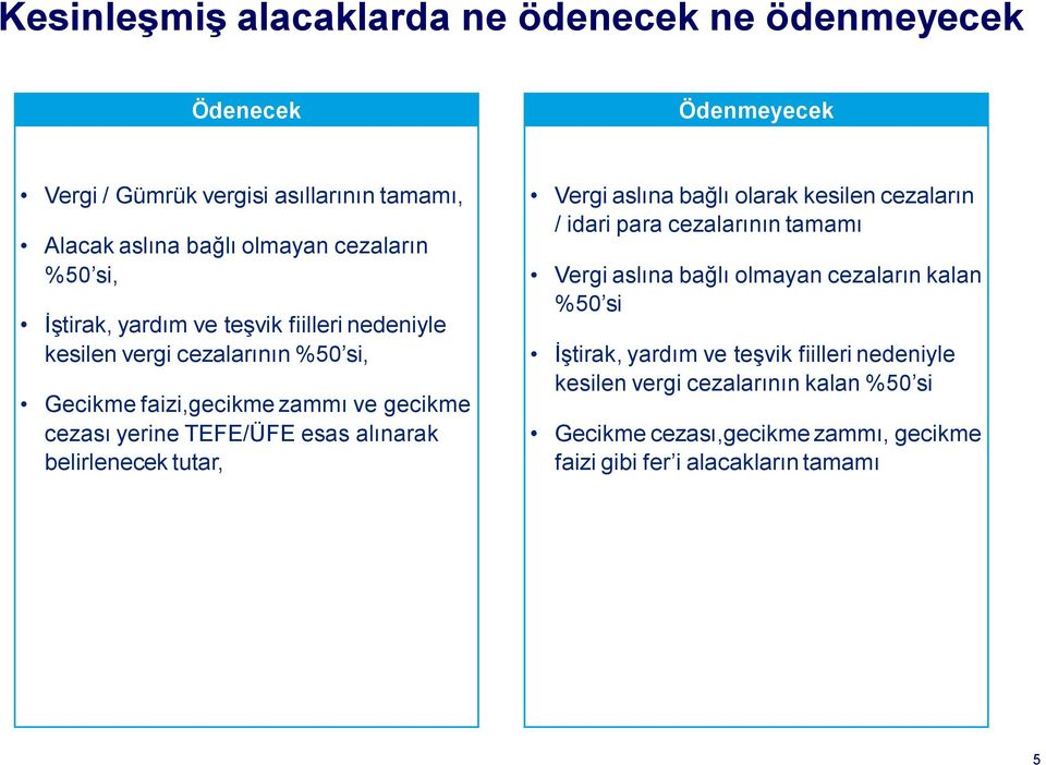 alınarak belirlenecek tutar, Vergi aslına bağlı olarak kesilen cezaların / idari para cezalarının tamamı Vergi aslına bağlı olmayan cezaların kalan %50 si