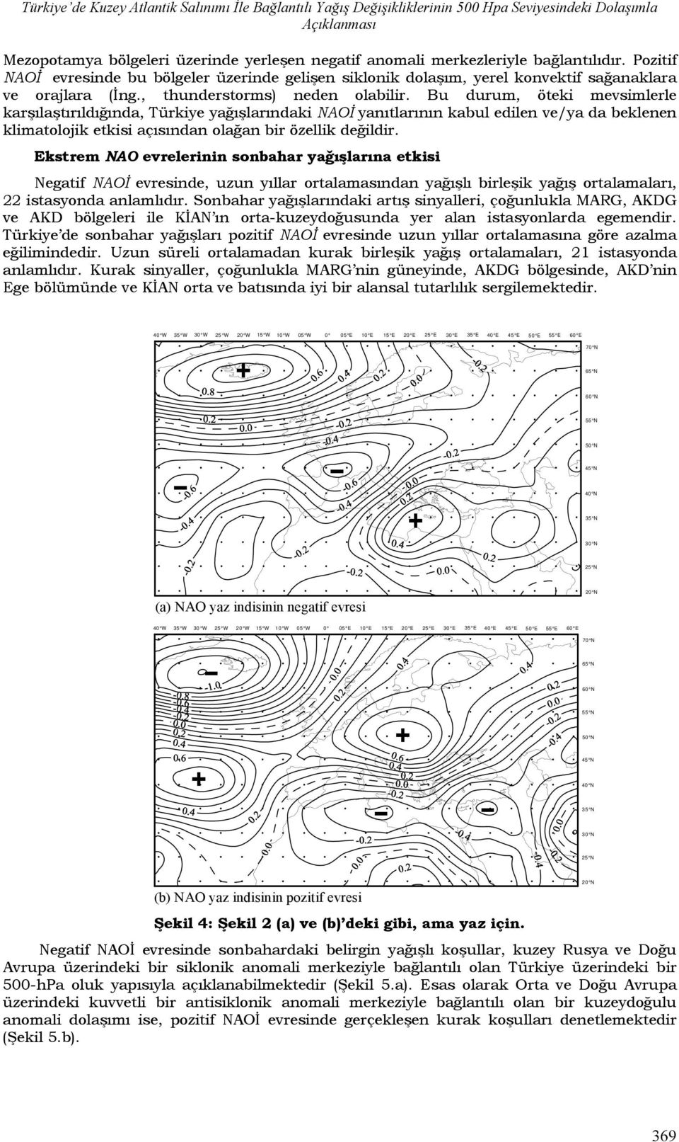 Bu durum, öteki mevsimlerle karşılaştırıldığında, Türkiye yağışlarındaki NAOİ yanıtlarının kabul edilen ve/ya da beklenen klimatolojik etkisi açısından olağan bir özellik değildir.