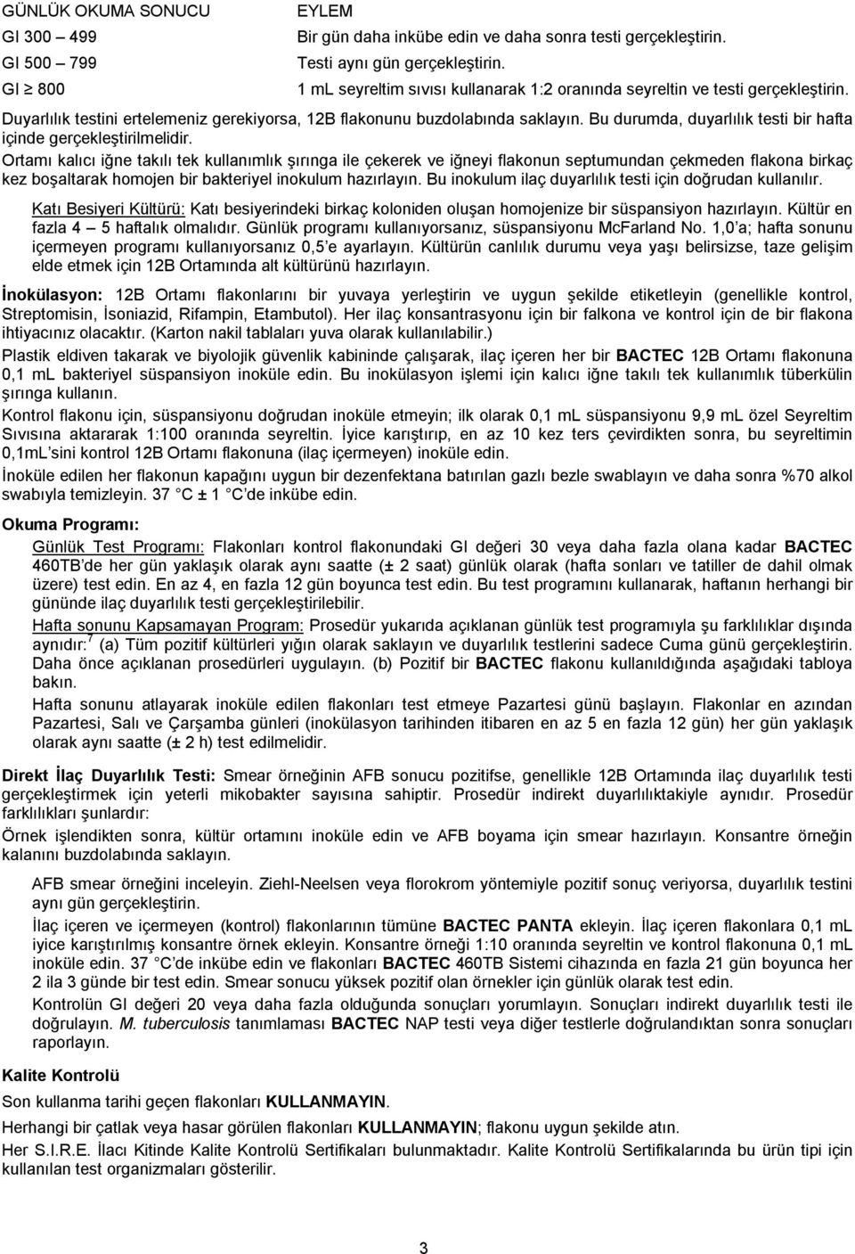 Bu durumda, duyarlılık testi bir hafta içinde gerçekleştirilmelidir.