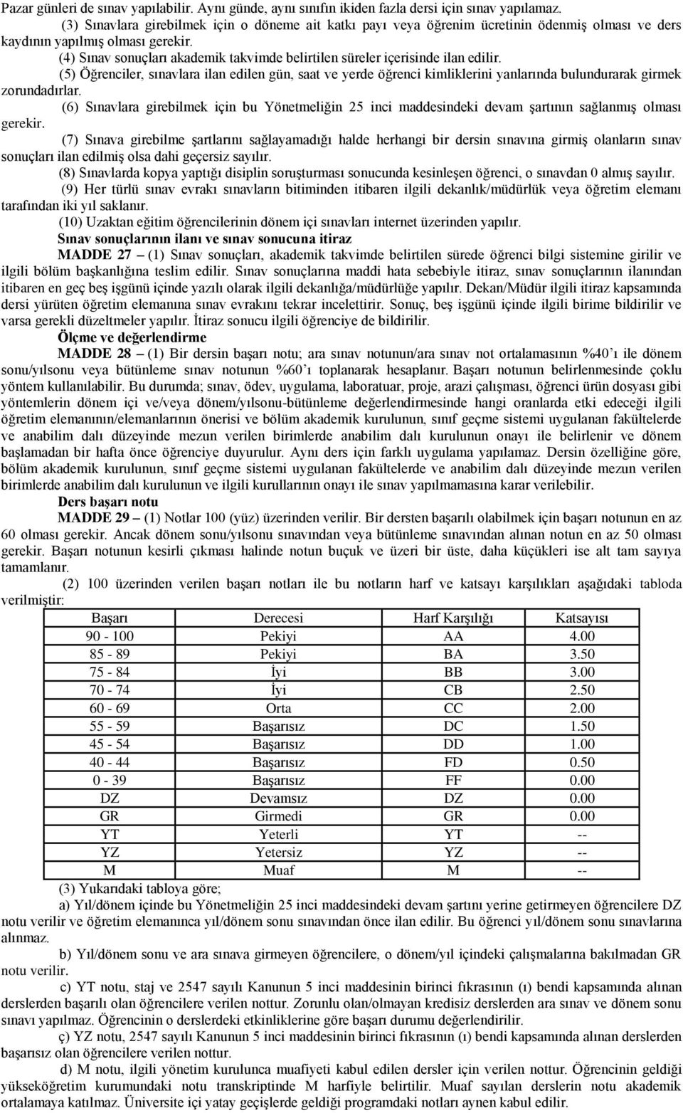 (4) Sınav sonuçları akademik takvimde belirtilen süreler içerisinde ilan edilir.