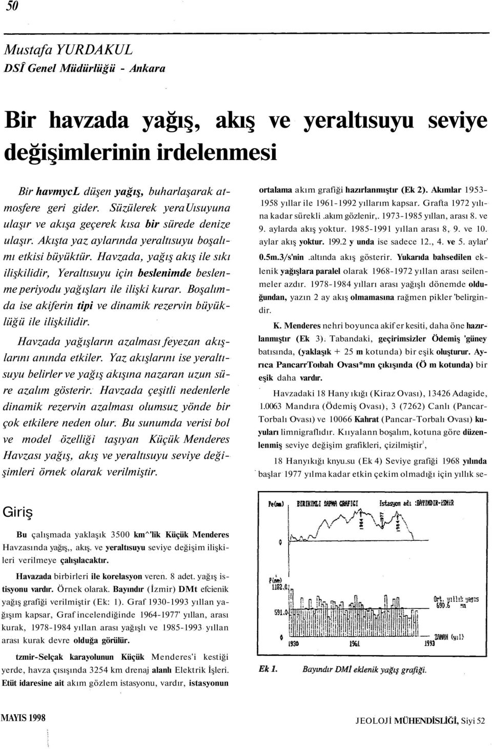 Havzada, yağış akış ile sıkı ilişkilidir, Yeraltısuyu için beslenimde beslenme periyodu yağışları ile ilişki kurar. Boşalımda ise akiferin tipi ve dinamik rezervin büyüklüğü ile ilişkilidir.