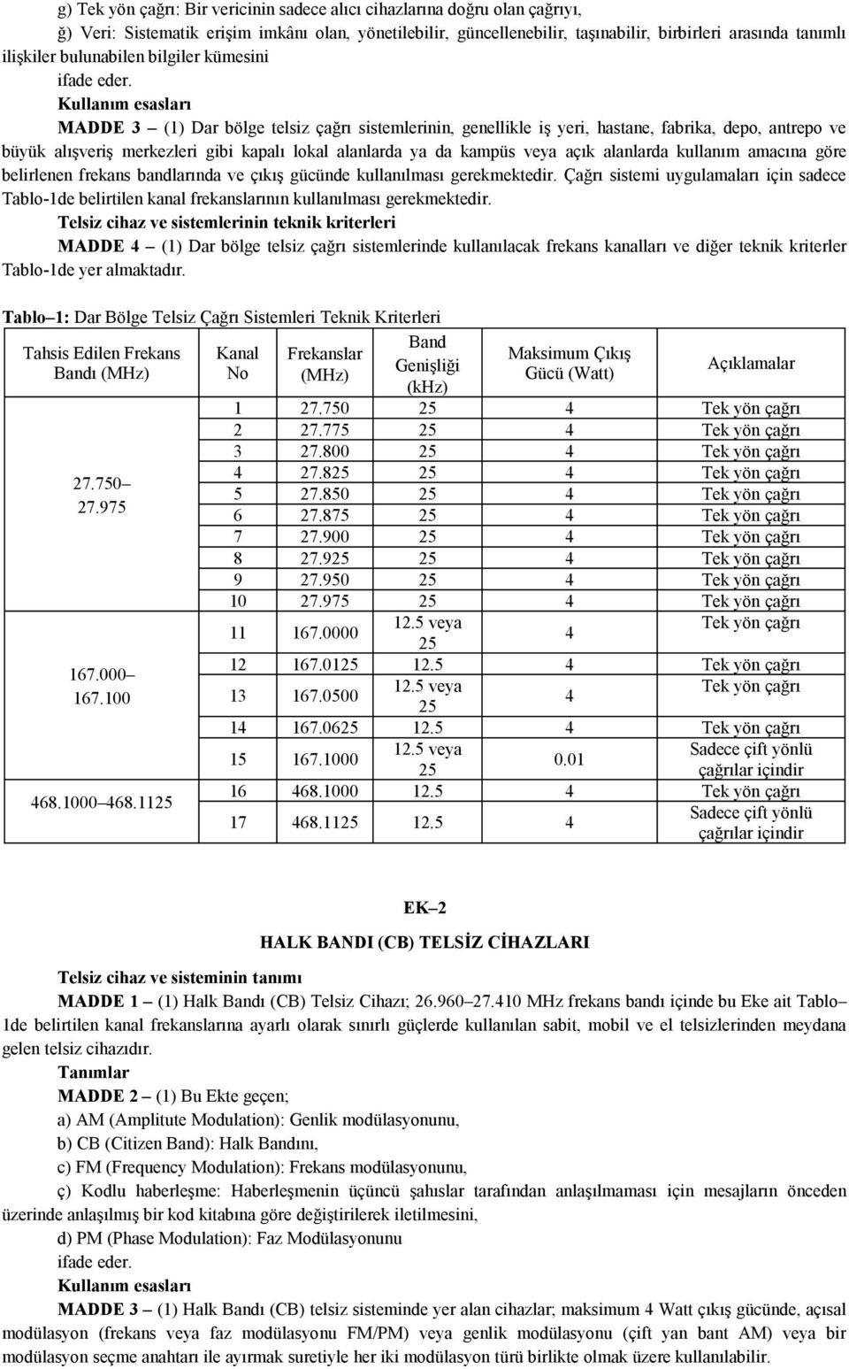 Kullanım esasları MADDE 3 (1) Dar bölge telsiz çağrı sistemlerinin, genellikle iş yeri, hastane, fabrika, depo, antrepo ve büyük alışveriş merkezleri gibi kapalı lokal alanlarda ya da kampüs veya