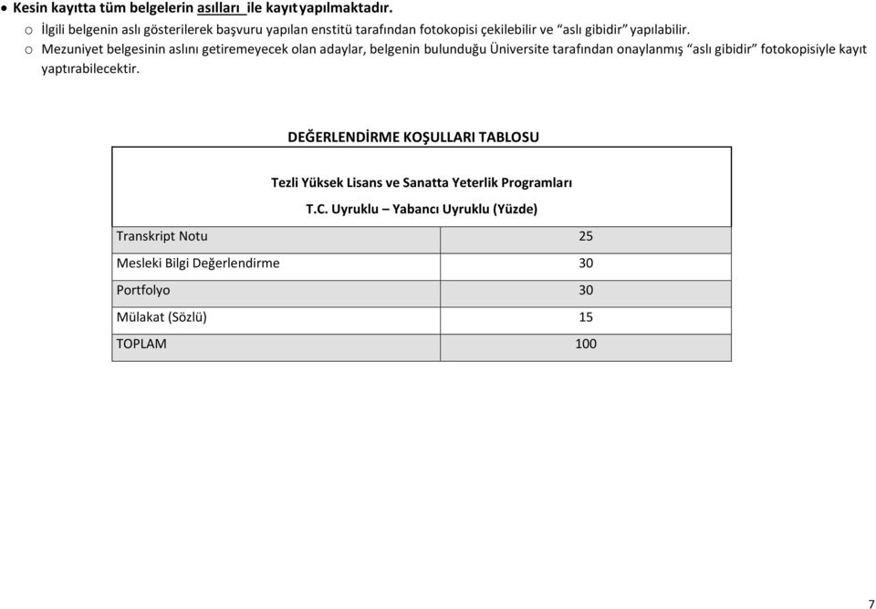 o Mezuniyet belgesinin aslını getiremeyecek olan adaylar, belgenin bulunduğu Üniversite tarafından onaylanmış aslı gibidir fotokopisiyle