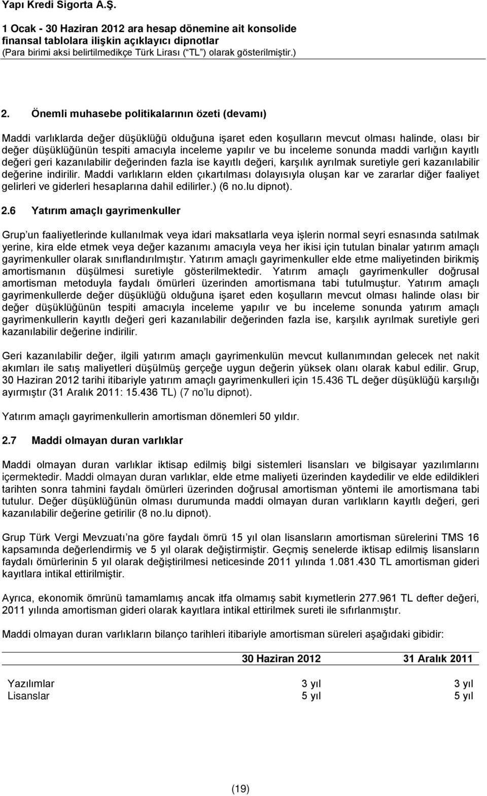 Maddi varlıkların elden çıkartılması dolayısıyla oluşan kar ve zararlar diğer faaliyet gelirleri ve giderleri hesaplarına dahil edilirler.) (6 no.lu dipnot). 2.