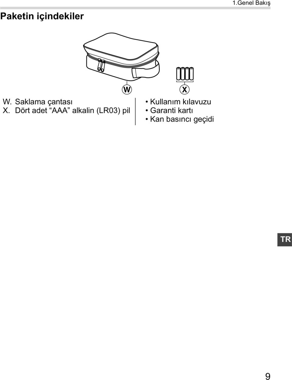 Dört adet AAA alkalin (LR03) pil X