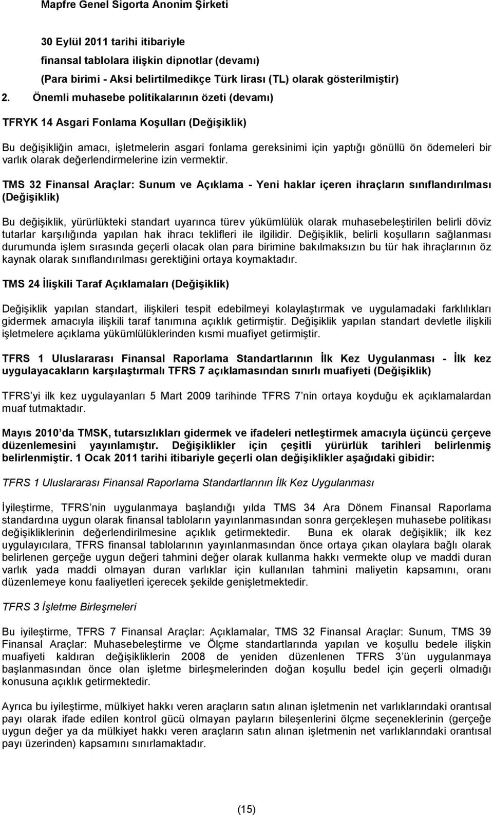 TMS 32 Finansal Araçlar: Sunum ve Açıklama - Yeni haklar içeren ihraçların sınıflandırılması (Değişiklik) Bu değişiklik, yürürlükteki standart uyarınca türev yükümlülük olarak muhasebeleştirilen