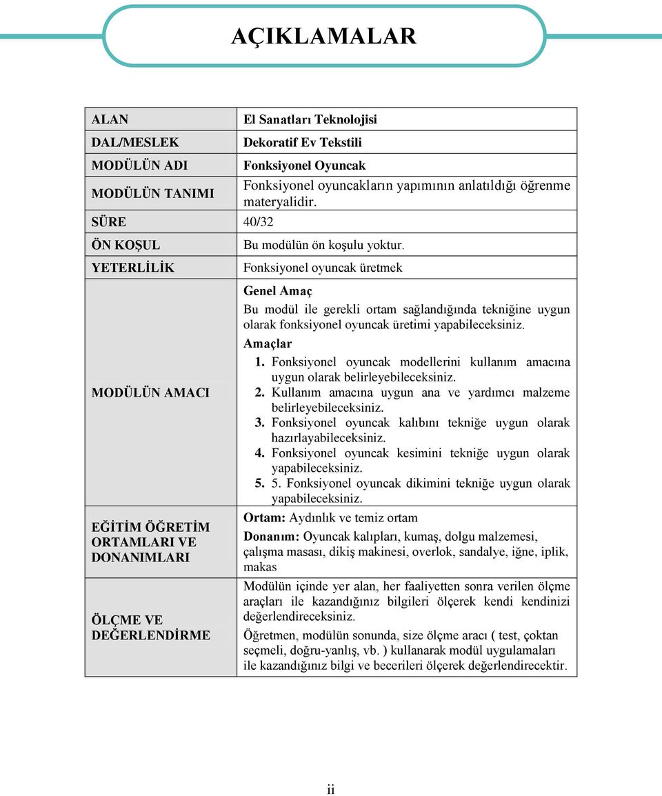 Fonksiyonel oyuncak üretmek Genel Amaç Bu modül ile gerekli ortam sağlandığında tekniğine uygun olarak fonksiyonel oyuncak üretimi yapabileceksiniz. Amaçlar 1.