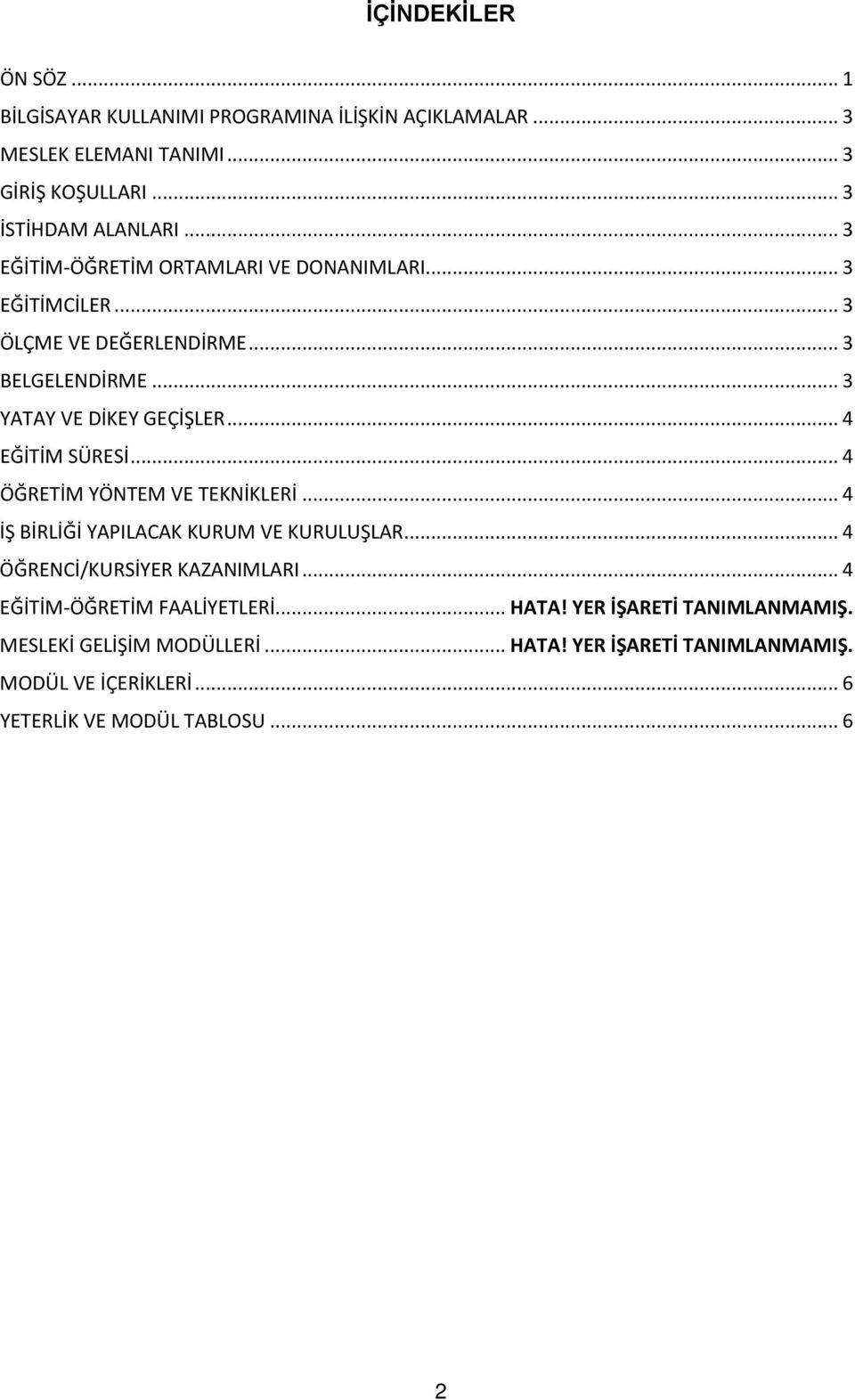 .. 4 EĞİTİM SÜRESİ... 4 ÖĞRETİM YÖNTEM VE TEKNİKLERİ... 4 İŞ BİRLİĞİ YAPILACAK KURUM VE KURULUŞLAR... 4 ÖĞRENCİ/KURSİYER KAZANIMLARI.