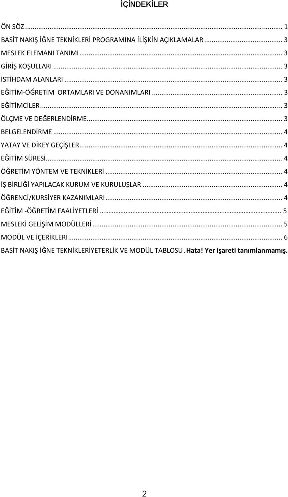 .. 4 EĞİTİM SÜRESİ... 4 ÖĞRETİM YÖNTEM VE TEKNİKLERİ... 4 İŞ BİRLİĞİ YAPILACAK KURUM VE KURULUŞLAR... 4 ÖĞRENCİ/KURSİYER KAZANIMLARI.