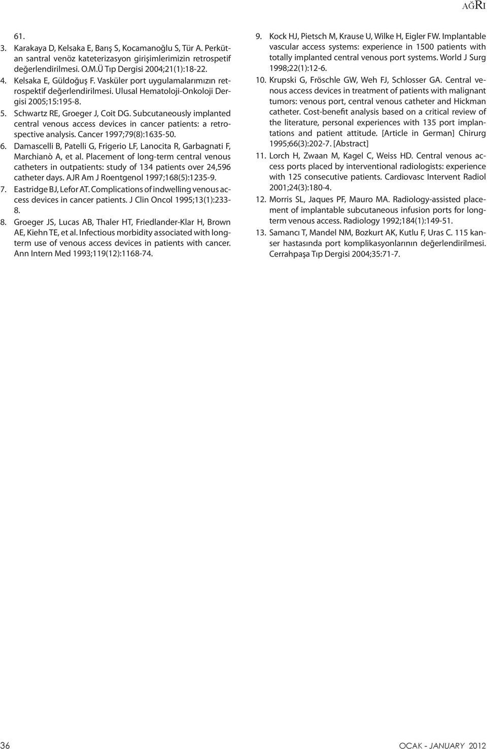 Subcutaneously implanted central venous access devices in cancer patients: a retrospective analysis. Cancer 1997;79(8):1635-50. 6.