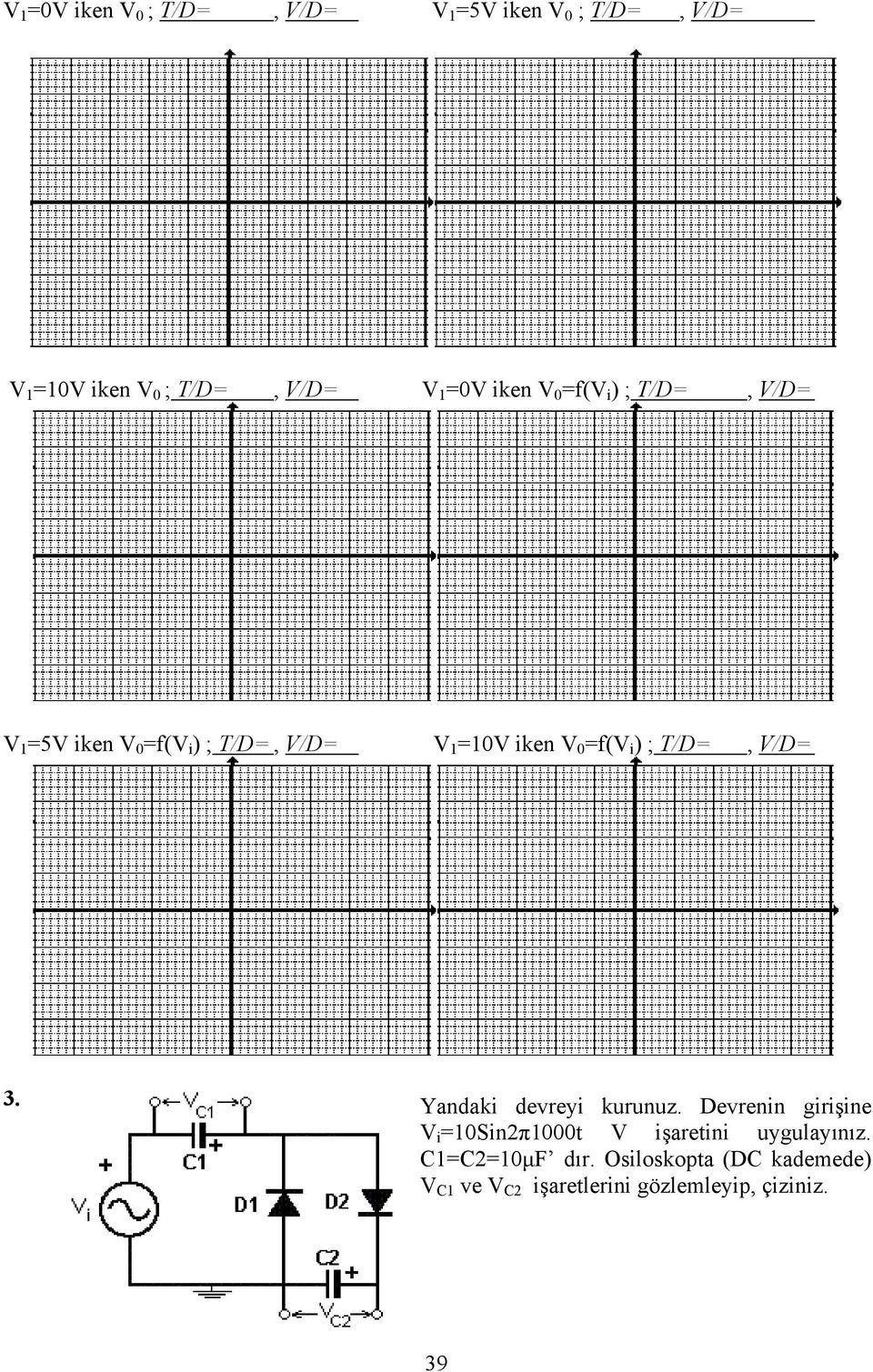 i ) ; T/D=, V/D= 3. Yandaki devreyi kurunuz.