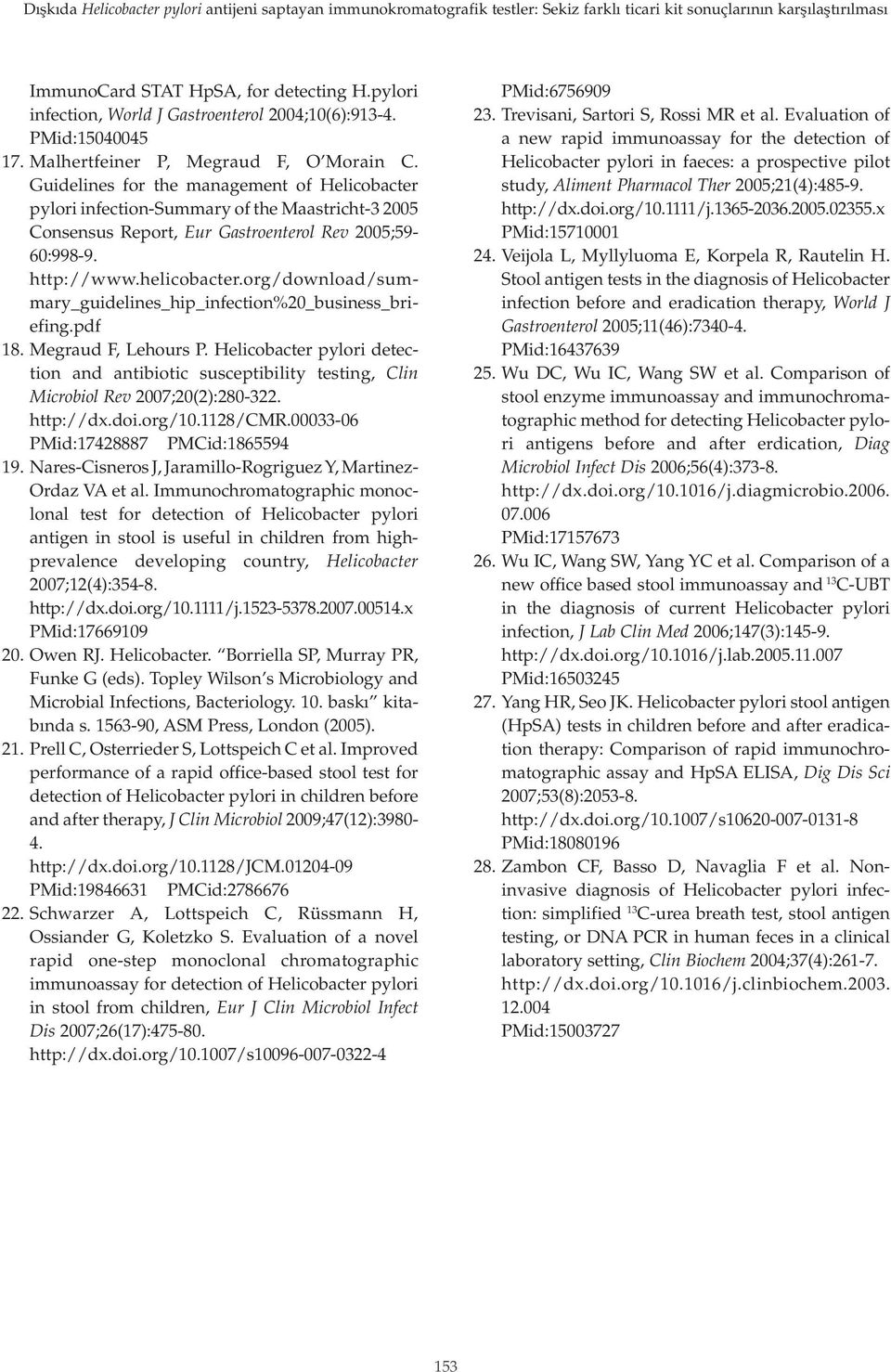 Guidelines for the management of Helicobacter pylori infection-summary of the Maastricht-3 2005 Consensus Report, Eur Gastroenterol Rev 2005;59-60:998-9. http://www.helicobacter.