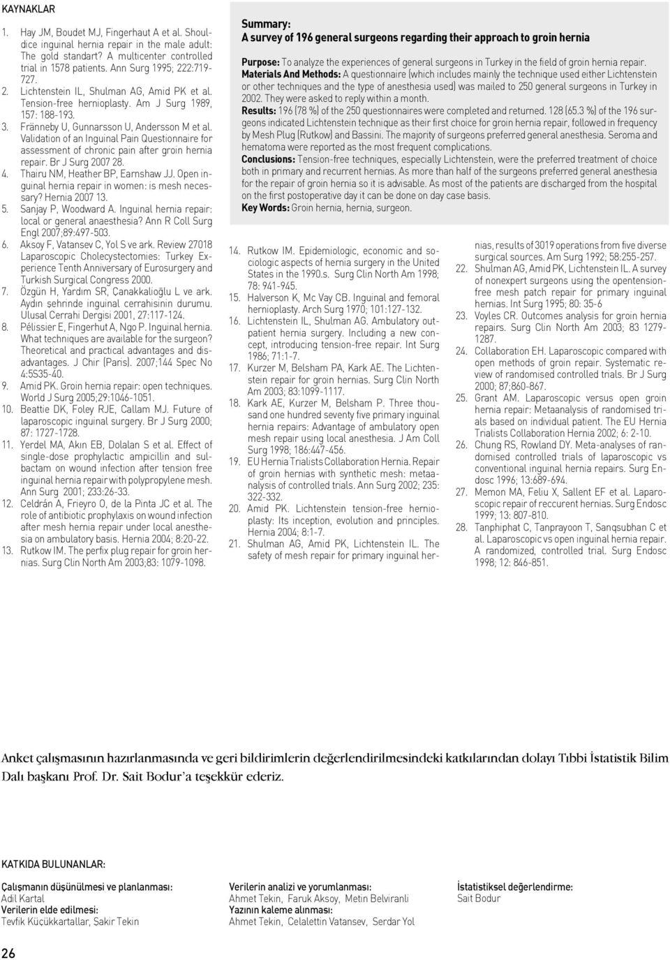 Validation of an Inguinal Pain Questionnaire for assessment of chronic pain after groin hernia repair. Br J Surg 2007 28. 4. Thairu NM, Heather BP, Earnshaw JJ.