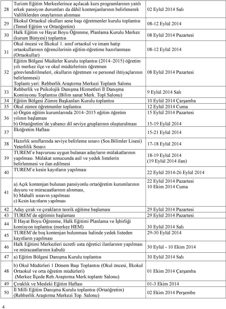 Eylül 2014 Pazartesi Okul öncesi ve İlkokul 1.