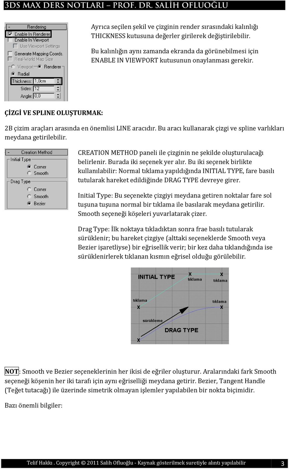 Bu aracı kullanarak çizgi ve spline varlıkları meydana getirilebilir. CREATION METHOD paneli ile çizginin ne şekilde oluşturulacağı belirlenir. Burada iki seçenek yer alır.