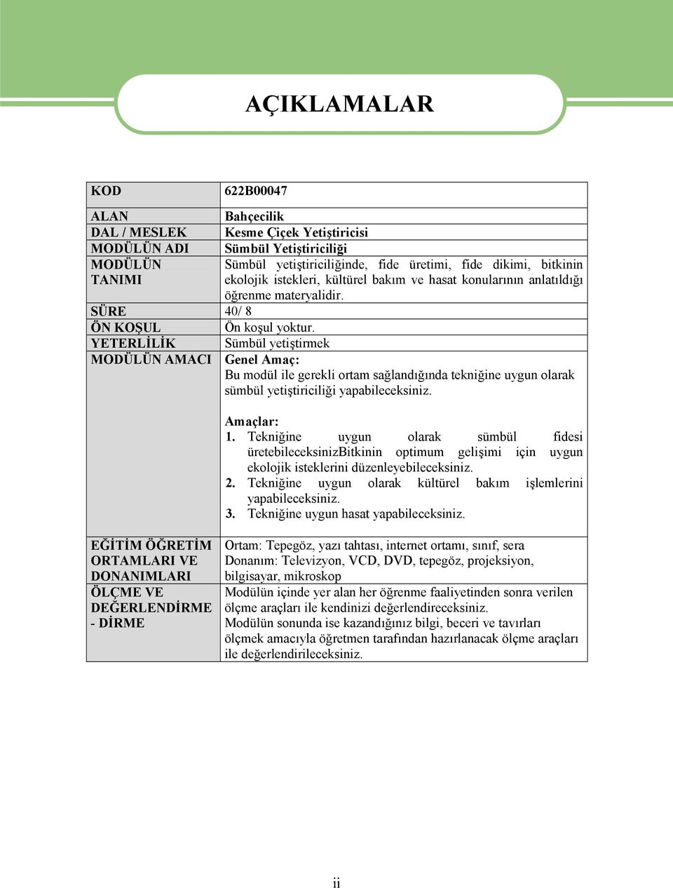 YETERLİLİK Sümbül yetiştirmek MODÜLÜN AMACI Genel Amaç: Bu modül ile gerekli ortam sağlandığında tekniğine uygun olarak sümbül yetiştiriciliği yapabileceksiniz. Amaçlar: 1.