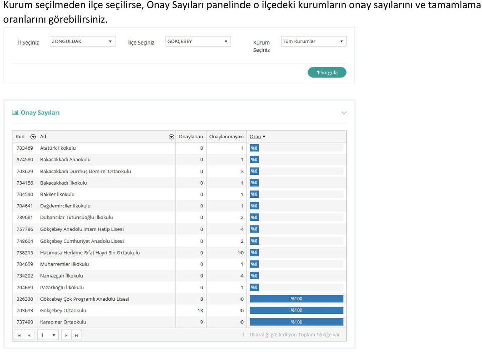 ilçedeki kurumların onay