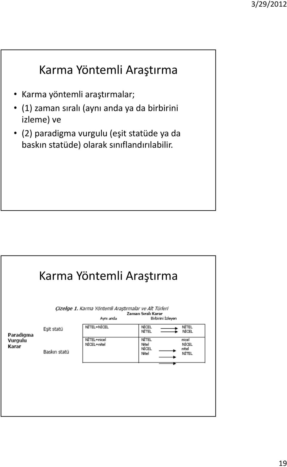 (2) paradigma vurgulu (eşit statüde ya da baskın