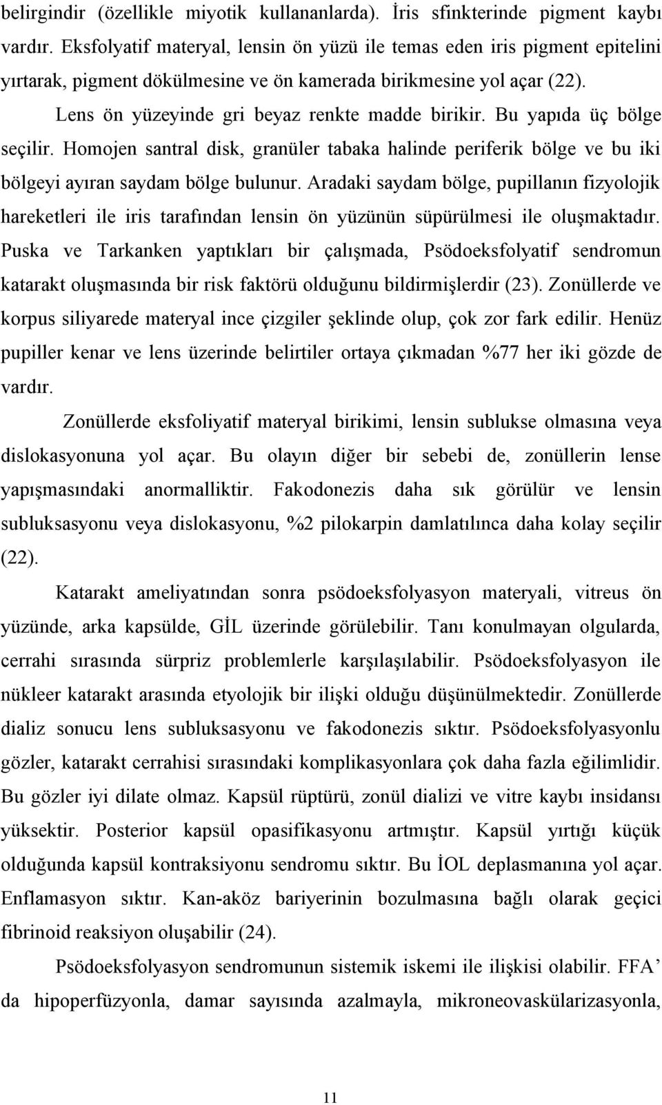 Bu yapıda üç bölge seçilir. Homojen santral disk, granüler tabaka halinde periferik bölge ve bu iki bölgeyi ayıran saydam bölge bulunur.