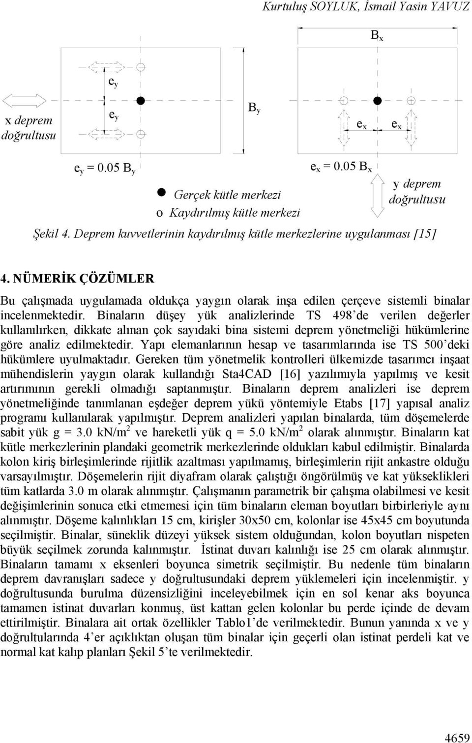 Binaların düşey yük analizlerinde TS 498 de verilen değerler kullanılırken, dikkate alınan çok sayıdaki bina sistemi deprem yönetmeliği hükümlerine göre analiz edilmektedir.