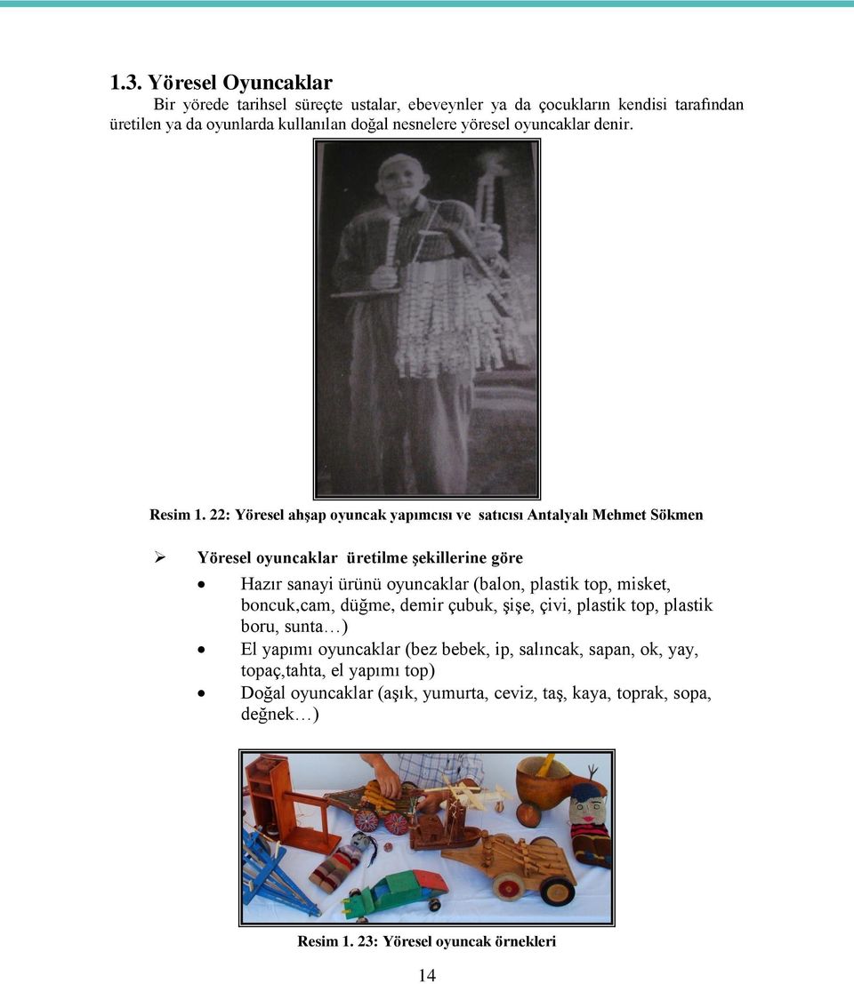22: Yöresel ahşap oyuncak yapımcısı ve satıcısı Antalyalı Mehmet Sökmen Yöresel oyuncaklar üretilme şekillerine göre Hazır sanayi ürünü oyuncaklar (balon, plastik