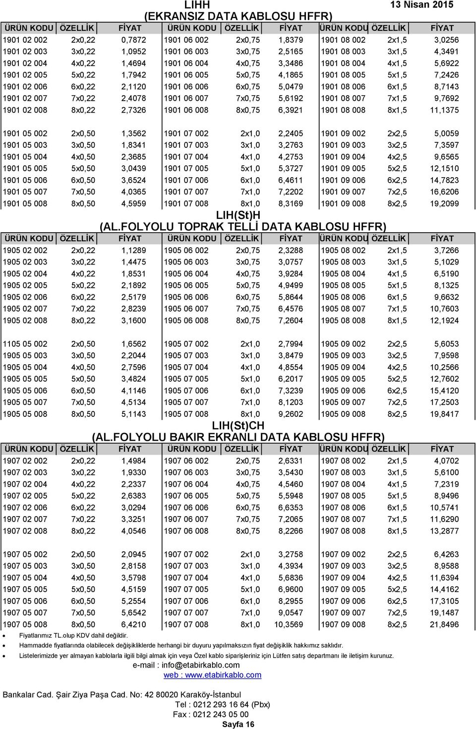 6x0,75 5,0479 1901 08 006 6x1,5 8,7143 1901 02 007 7x0,22 2,4078 1901 06 007 7x0,75 5,6192 1901 08 007 7x1,5 9,7692 1901 02 008 8x0,22 2,7326 1901 06 008 8x0,75 6,3921 1901 08 008 8x1,5 11,1375 1901