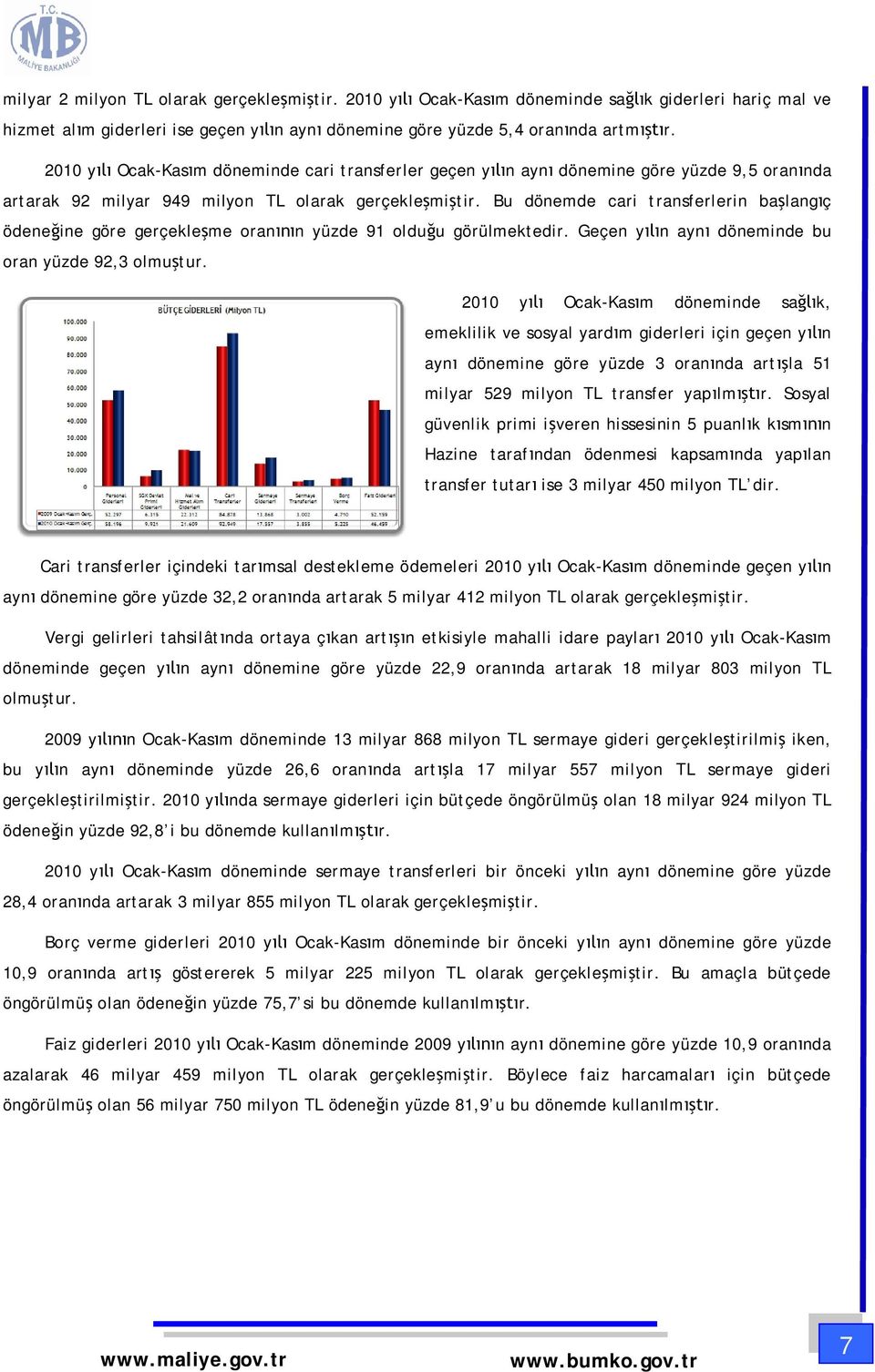 Bu dönemde cari transferlerin ba lang ç ödene ine göre gerçekle me oran n yüzde 91 oldu u görülmektedir. Geçen y n ayn döneminde bu oran yüzde 92,3 olmu tur.