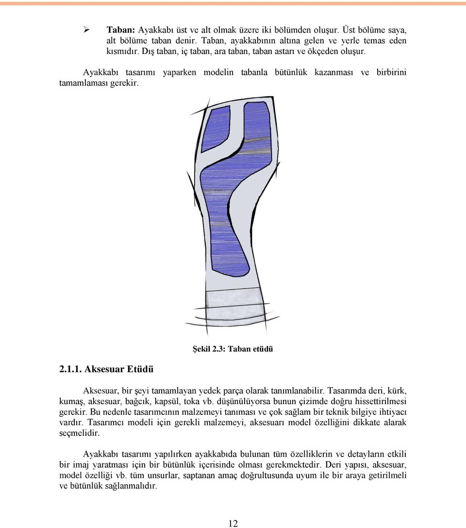 3: Taban etüdü Aksesuar, bir Ģeyi tamamlayan yedek parça olarak tanımlanabilir. Tasarımda deri, kürk, kumaģ, aksesuar, bağcık, kapsül, toka vb.